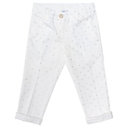Satin trousers with rhinestones