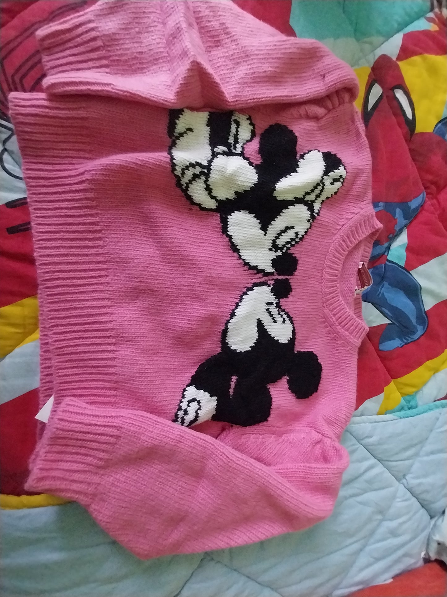 Pull merino intarsio Minnie e Topolino