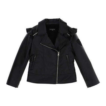 Coated fabric biker jacket