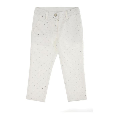 Trousers with allover rhinestones