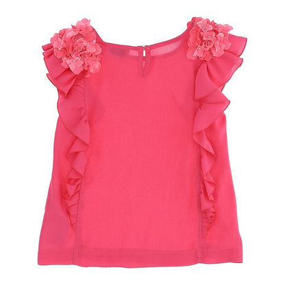 Blusa con fiori e rouche