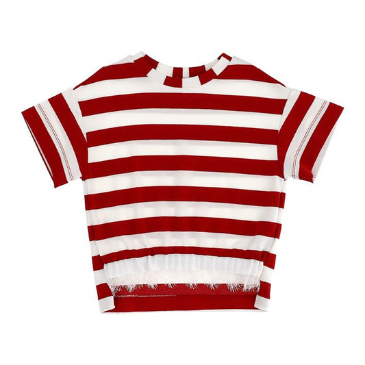 Striped T-shirt with lace