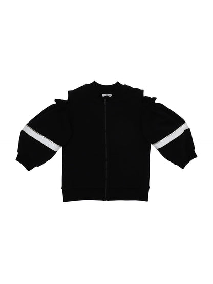 Two-tone short sweatshirt with zip