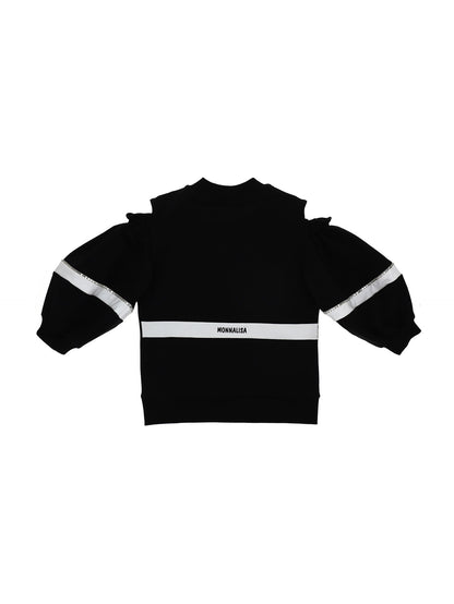 Two-tone short sweatshirt with zip