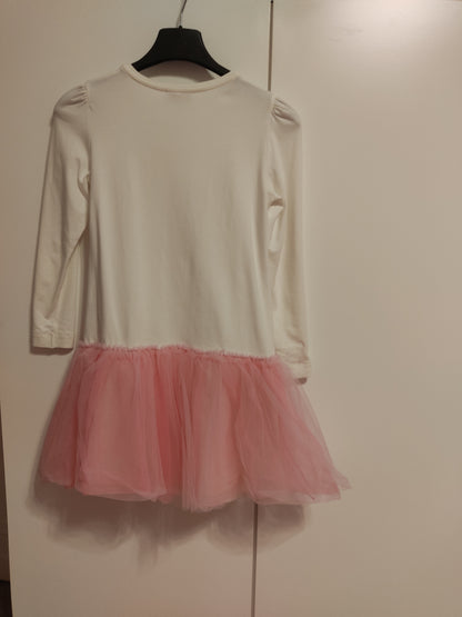 Cotton and tulle dress with teddy bear print