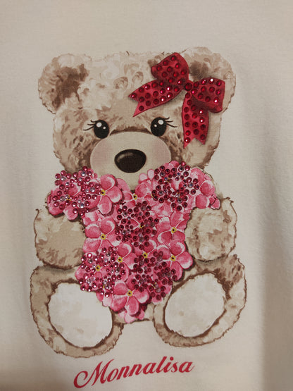 Cotton and tulle dress with teddy bear print