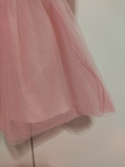 Cotton and tulle dress with teddy bear print