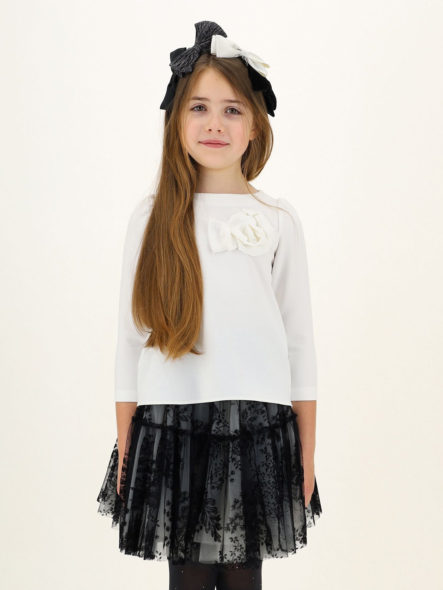 Crepe blouse with flower