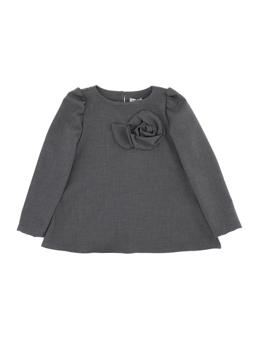 Crepe blouse with flower