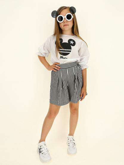 Striped viscose shorts