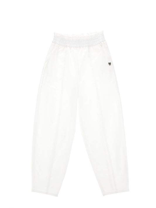 Long balloon gabardine trousers