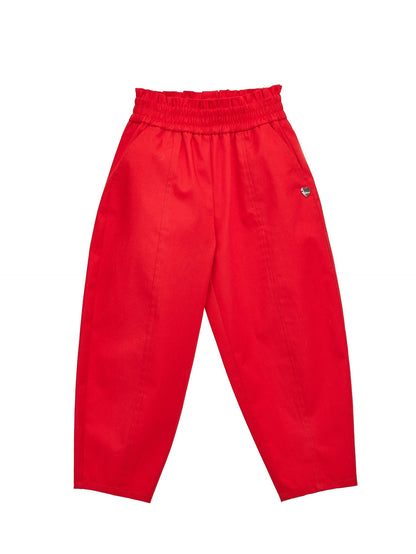 Long balloon gabardine trousers