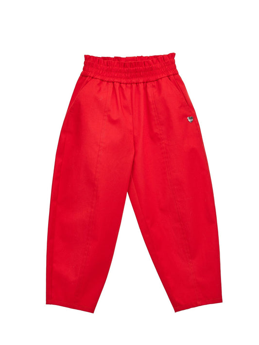 Long balloon gabardine trousers