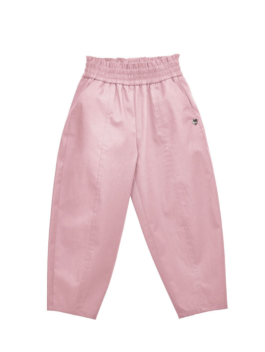 Long balloon gabardine trousers