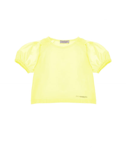 Jersey t-shirt with poplin sleeves