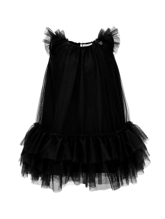 Abito tulle con piccole rouches
