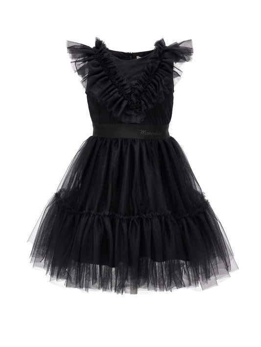 Abito tulle mano seta con strass