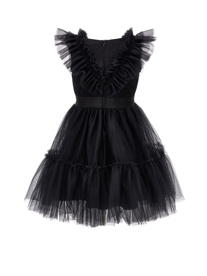 Abito tulle mano seta con strass