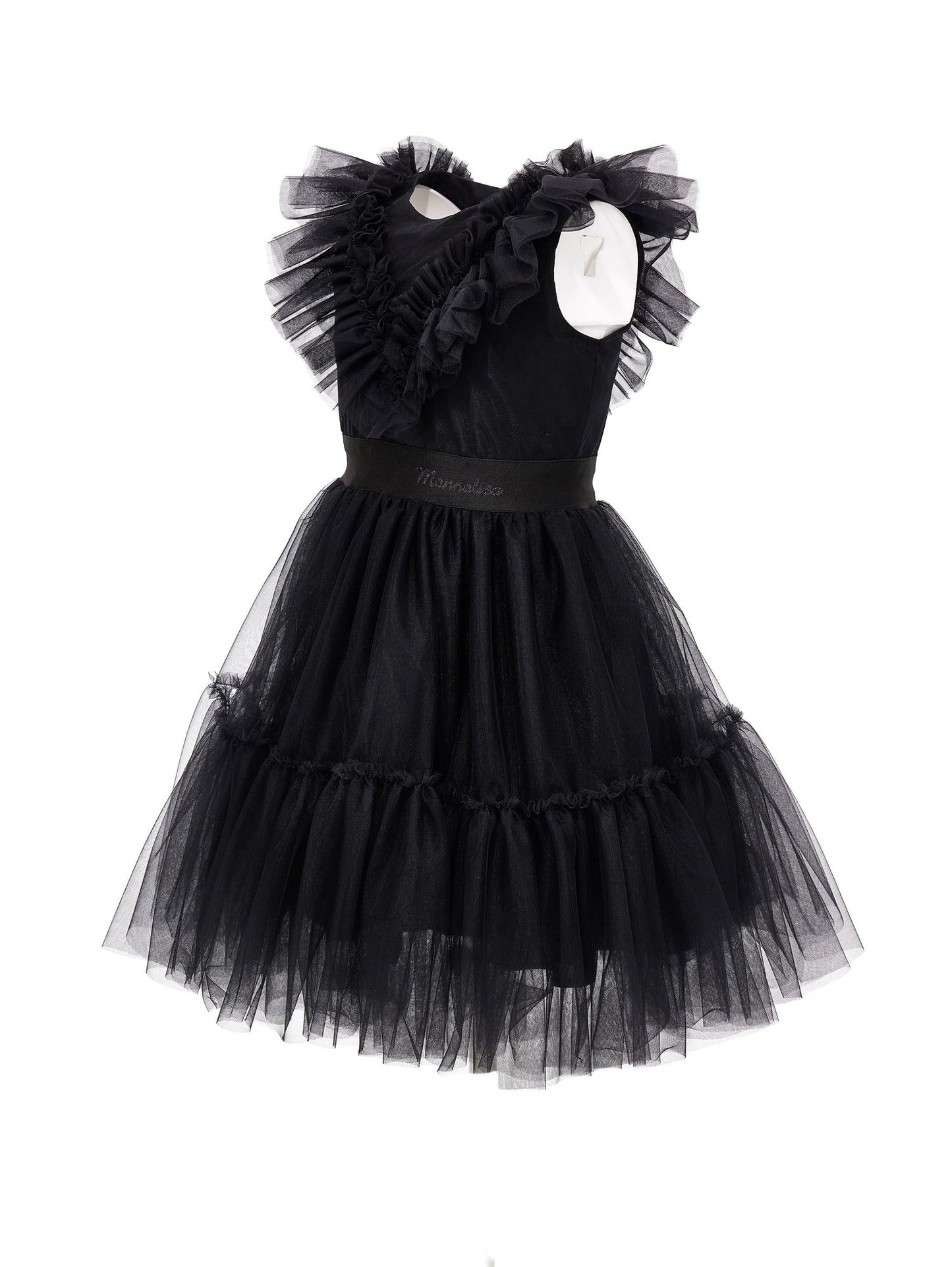 Abito tulle mano seta con strass