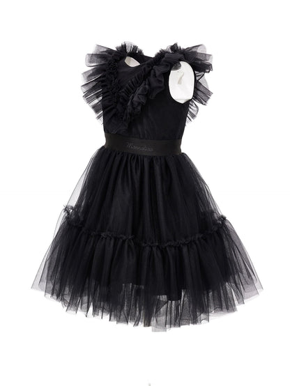 Abito tulle mano seta con strass