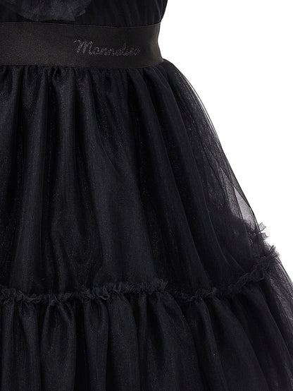 Abito tulle mano seta con strass