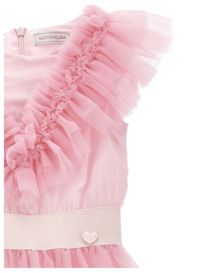 Silk hand tulle dress with rhinestones