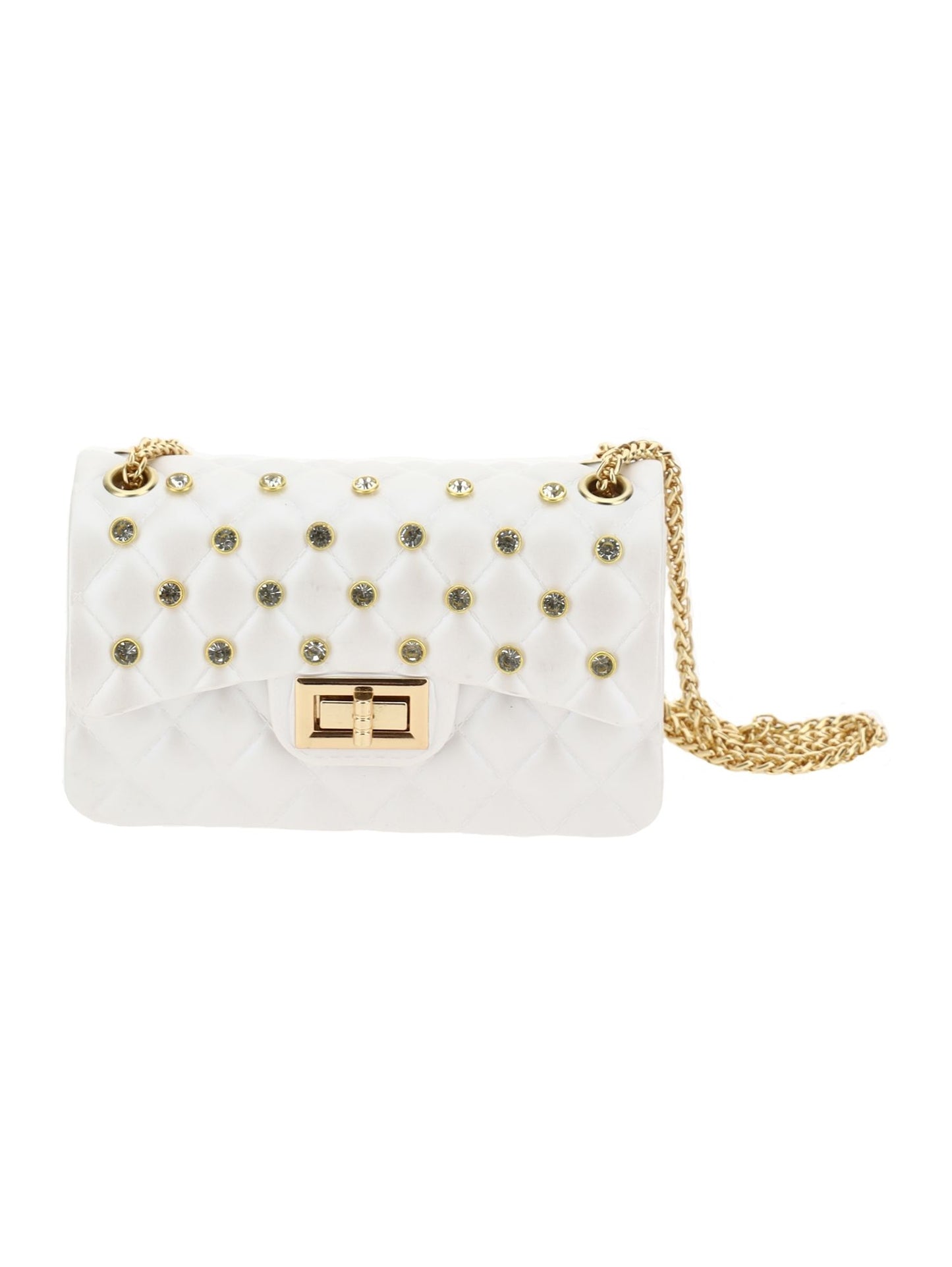 PVC coated handbag with rhinestones