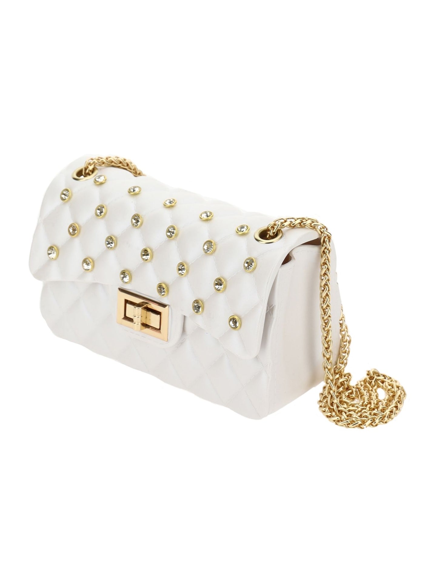 PVC coated handbag with rhinestones