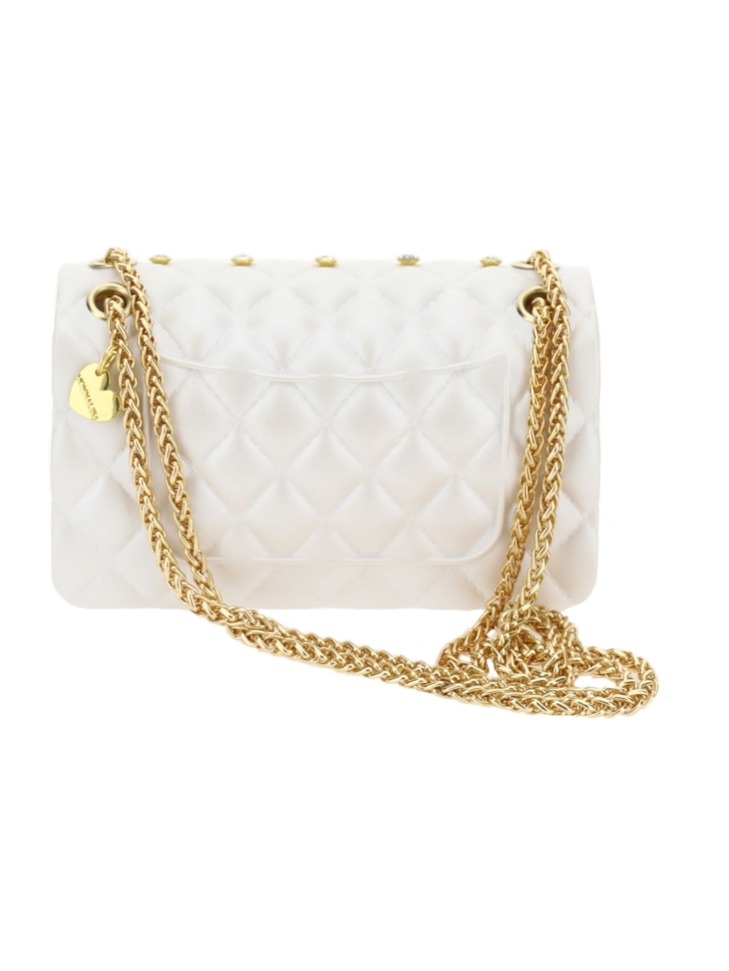 PVC coated handbag with rhinestones