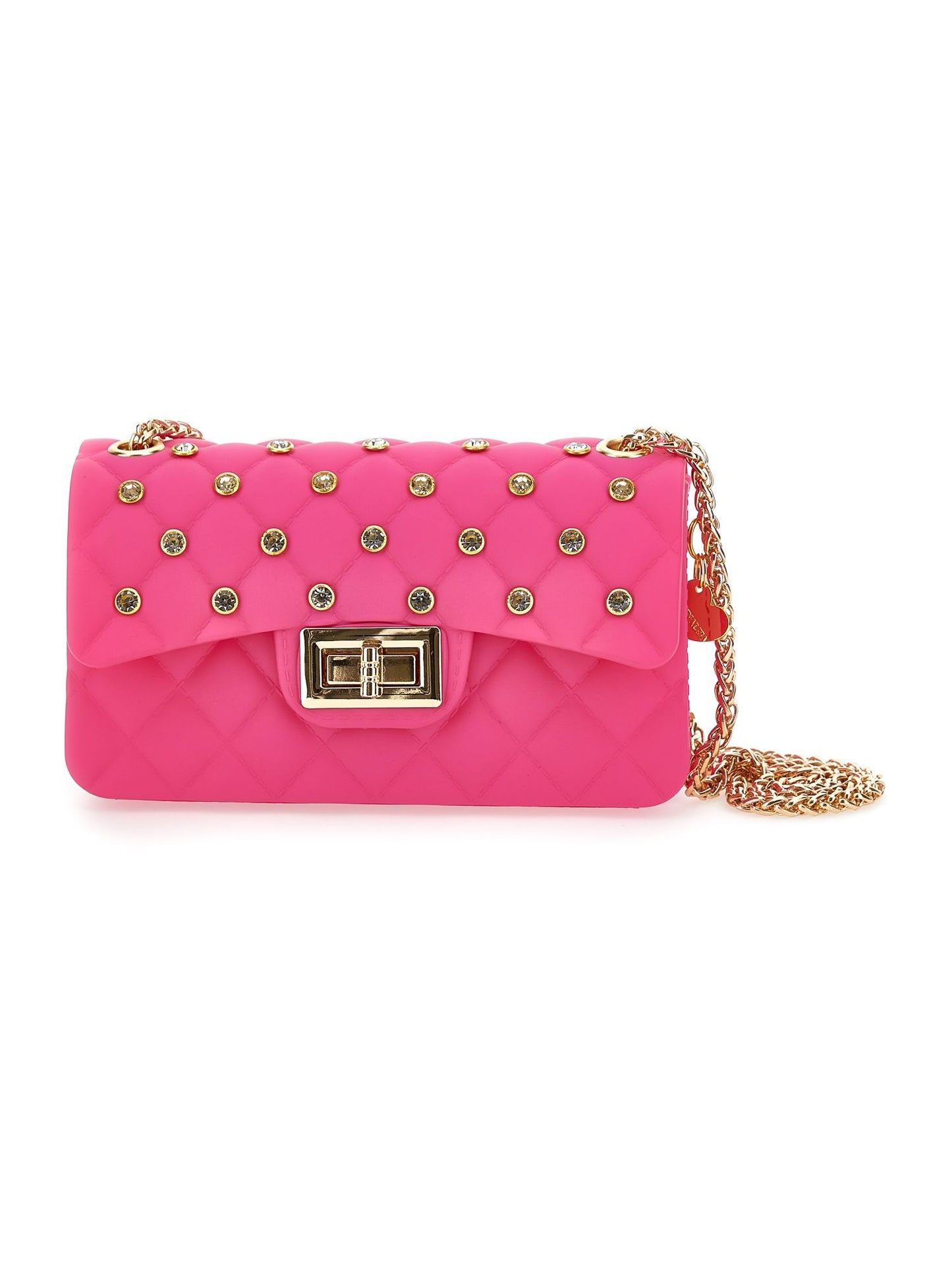 PVC coated handbag with rhinestones