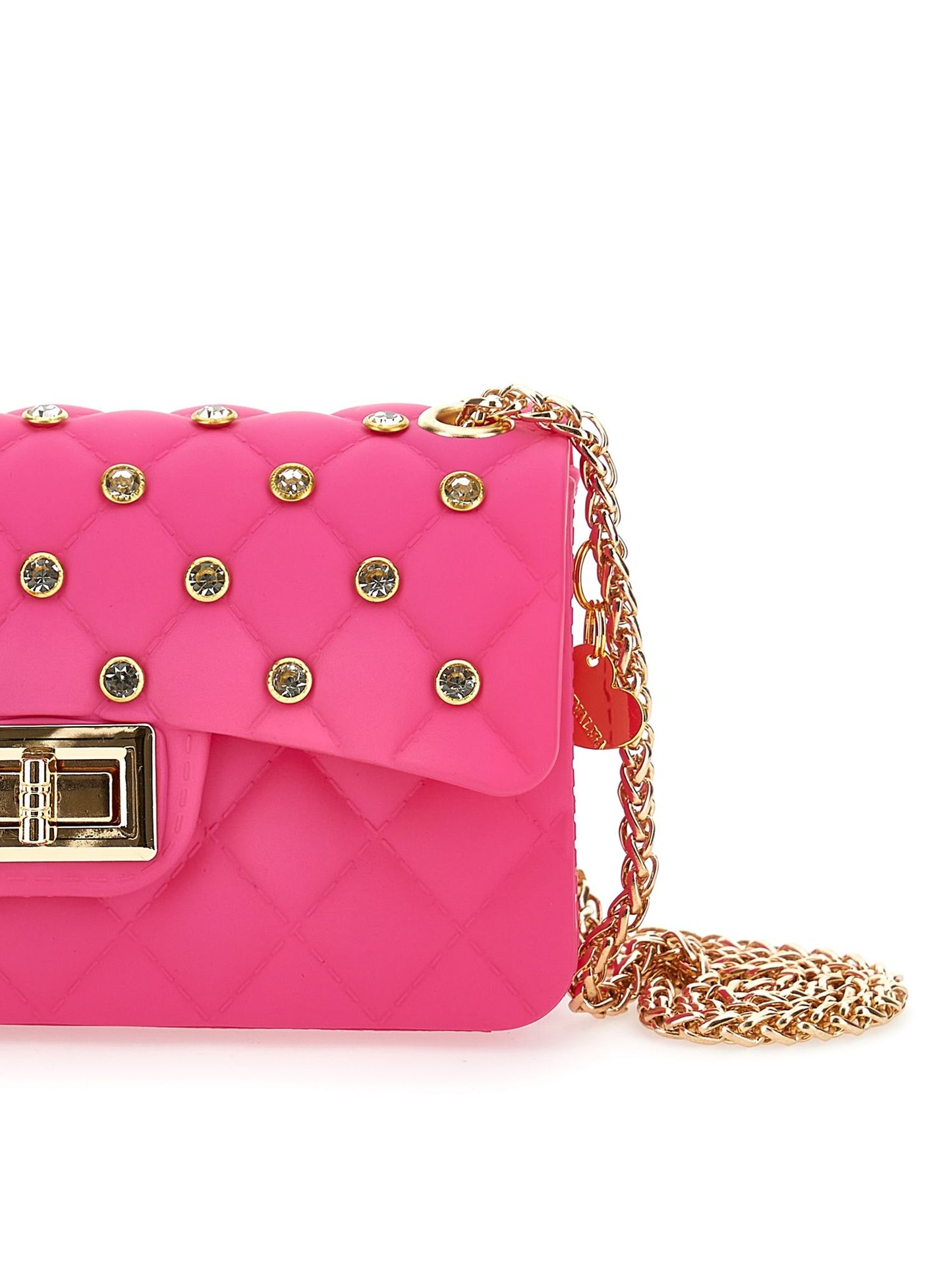 PVC coated handbag with rhinestones