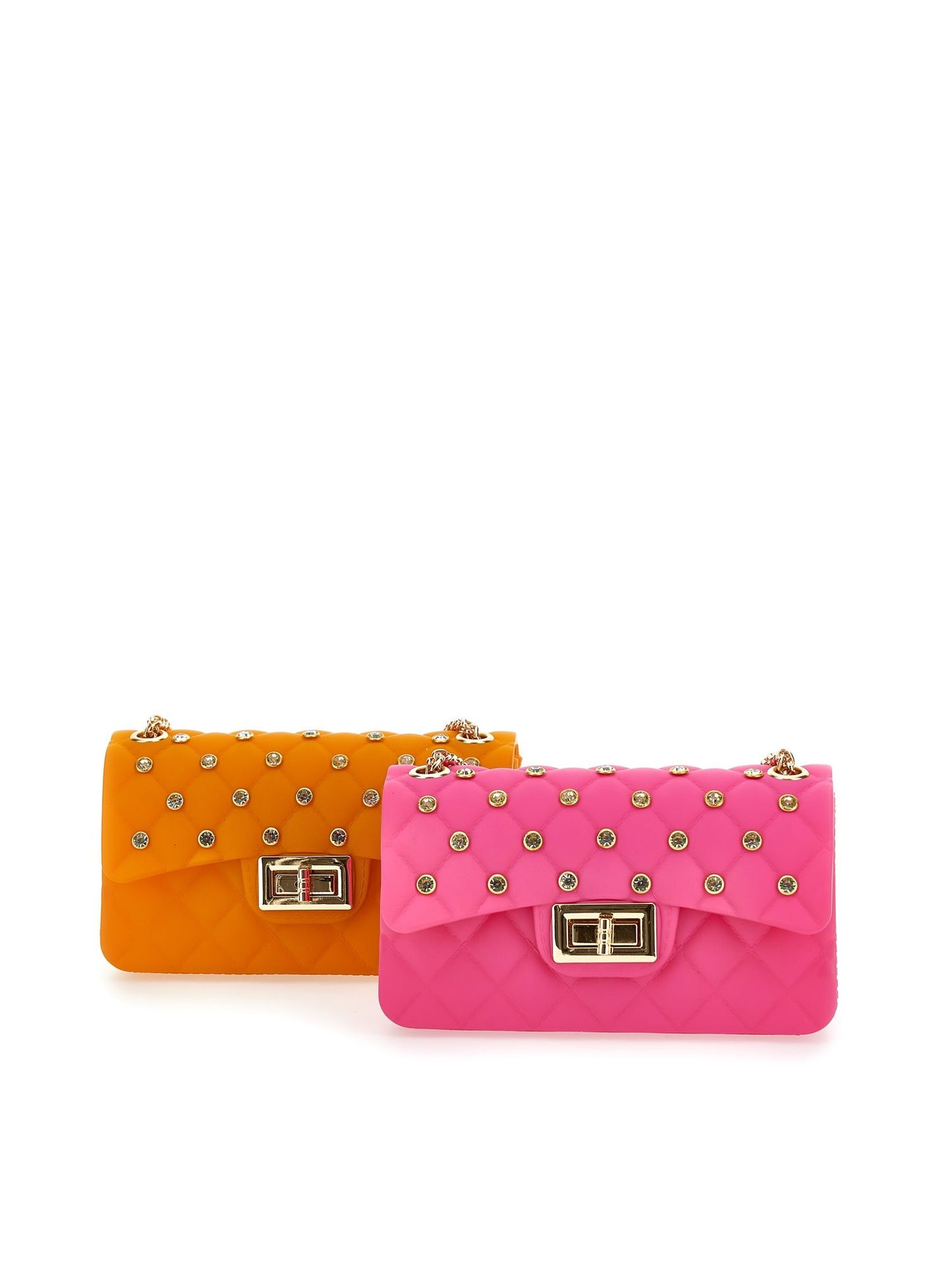 PVC coated handbag with rhinestones