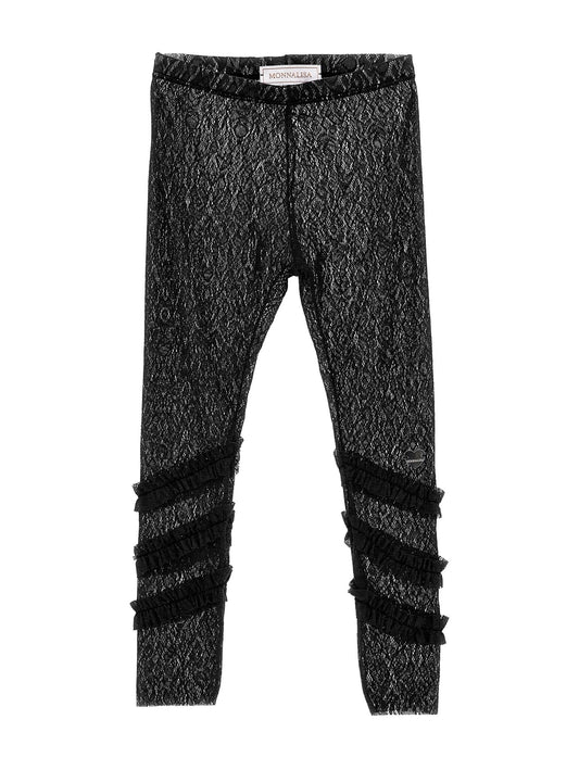Lace leggings with ruffles