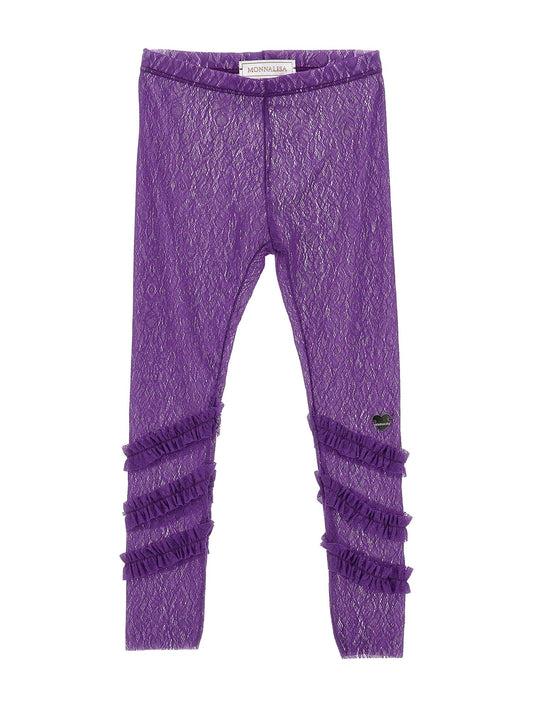 Lace leggings with ruffles