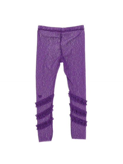 Lace leggings with ruffles