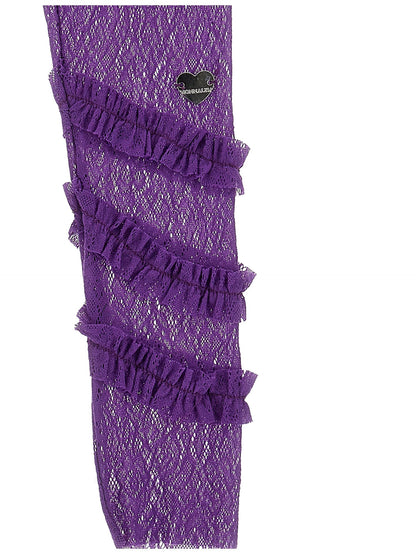 Lace leggings with ruffles