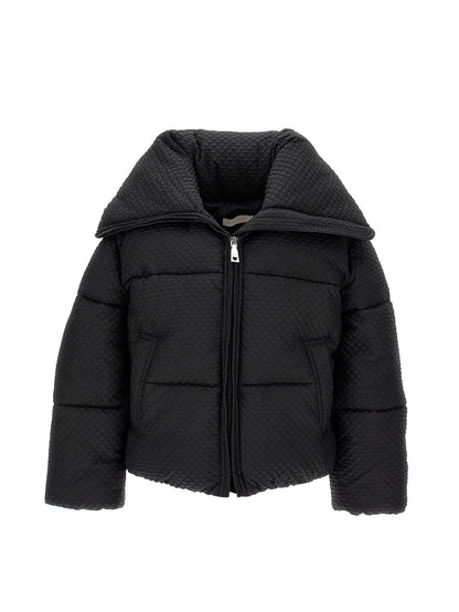 Embossed nylon short down jacket
