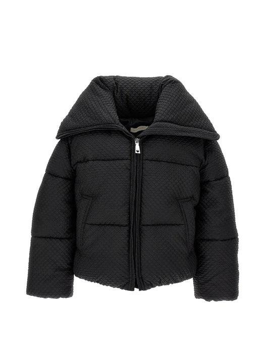 Embossed nylon short down jacket