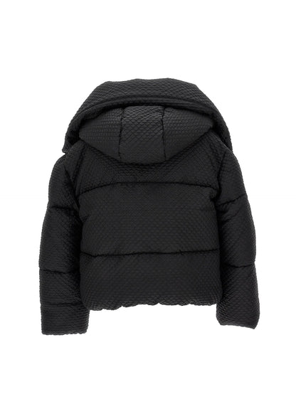 Embossed nylon short down jacket