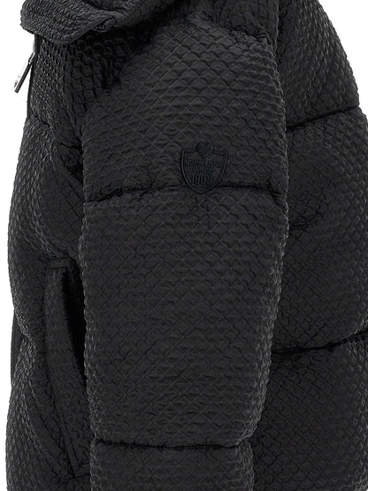 Embossed nylon short down jacket