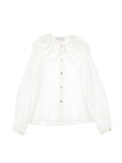 Maxi-collar twill shirt