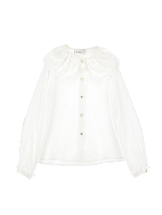 Maxi-collar twill shirt