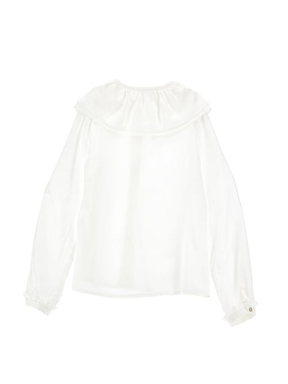 Maxi-collar twill shirt