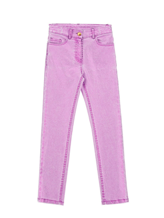 Laminated denim trousers
