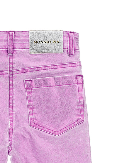 Laminated denim trousers