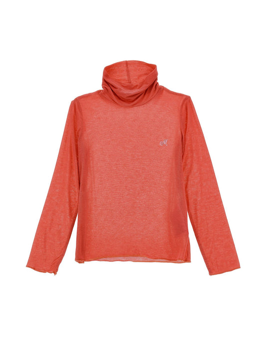 Jersey turtleneck with rhinestones
