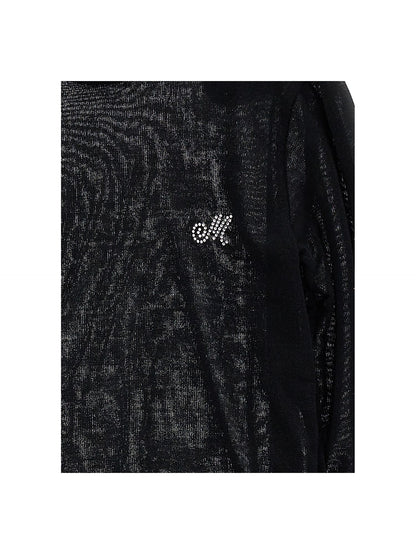 Jersey turtleneck with rhinestones
