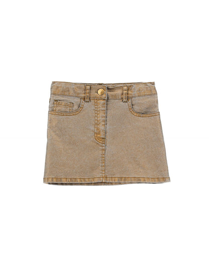 Laminated denim miniskirt