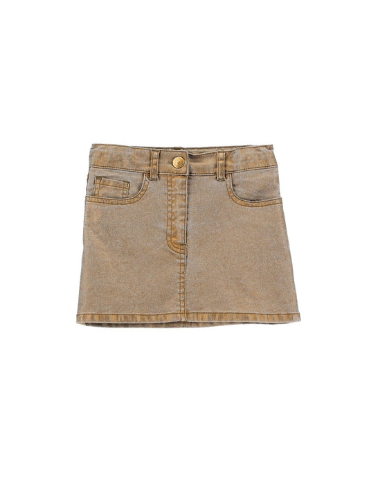 Laminated denim miniskirt