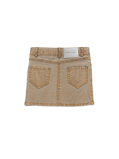 Laminated denim miniskirt